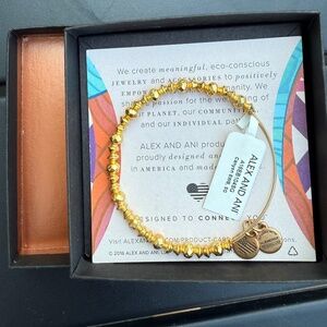 Alex And Ani NWT Canyon Beaded Bangle Bracelet Shiny Gold Finish A16EB104SG